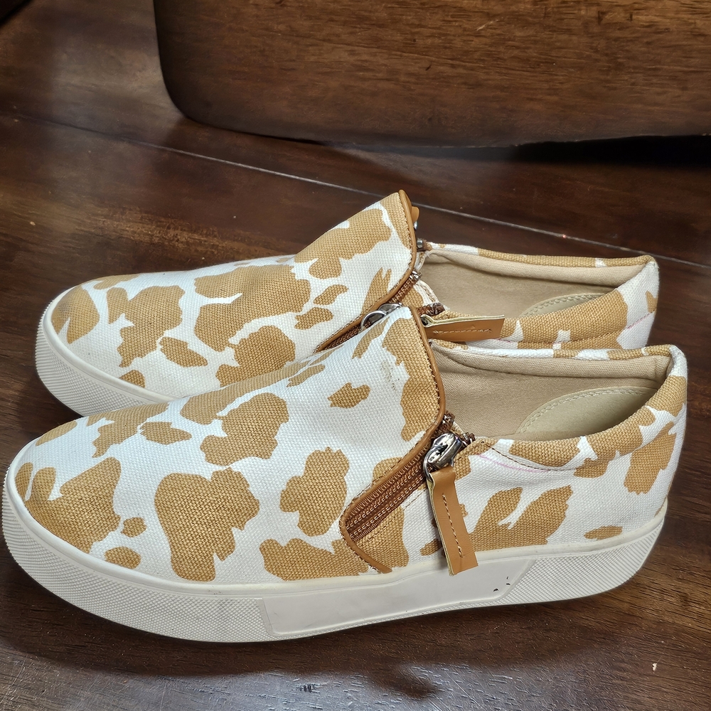 Volatile Tan and White Slip-On Sneakers